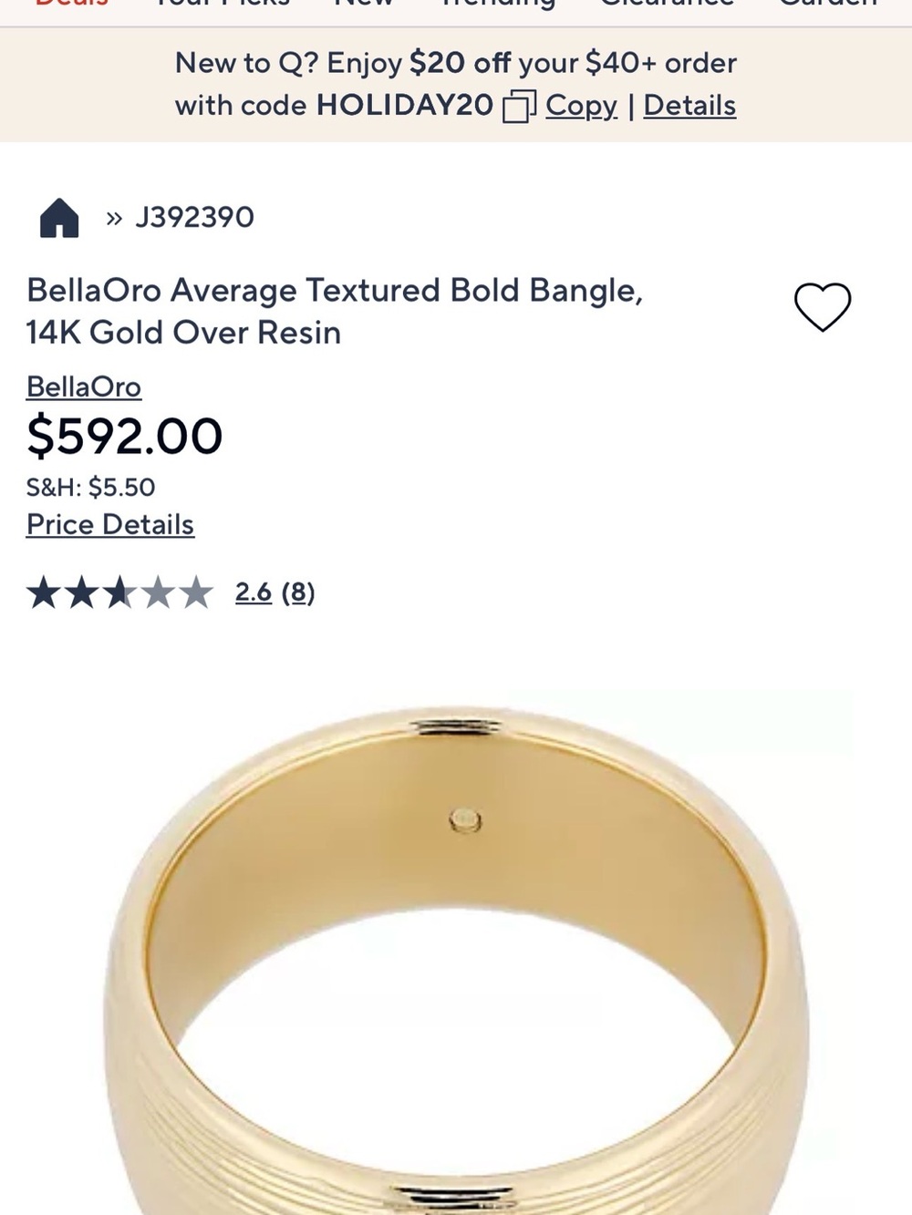 BellaOro Textured Bangle 14K over Resin - Picture 10 of 10